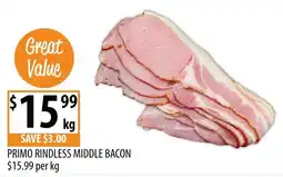 Supabarn Primo Rindless Middle Bacon offer