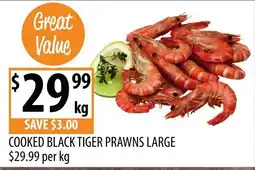 Supabarn Cooked Black Tiger Prawns Large offer