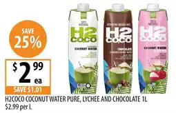 Supabarn H2COCO COCONUT WATER PURE, LYCHEE AND CHOCOLATE offer