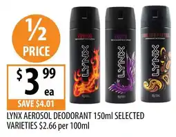 Supabarn Lynx Aerosol Deodorant offer