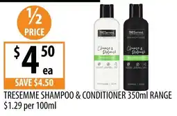 Supabarn TRESemmé Shampoo & Conditioner 350ml Range offer