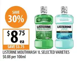 Supabarn Listerine Mouthwash 1L Selected Varieties offer