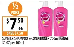 Supabarn Sunsilk Shampoo & Conditioner 700ml Range offer