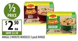 Supabarn Maggi 2 Minute Noodles 5 pack Range offer