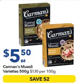 Ritchies Carman's Muesli Varieties offer
