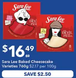 Ritchies Sara Lee Baked Cheesecake Varieties offer