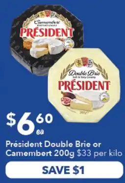 Ritchies President Double Brie or Camembert offer