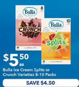 Ritchies Bulla Ice Cream Splits or Crunch Varieties offer
