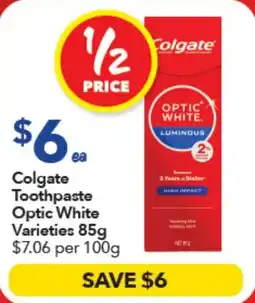 Ritchies Colgate Toothpaste Optic White Varieties offer