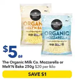 Ritchies The Organic Milk Co. Mozzarella or Melt'N Bake offer