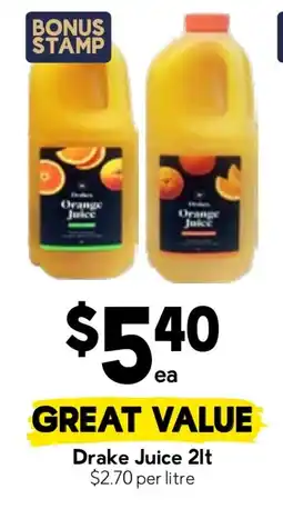 Drakes Drake Juice 2lt offer