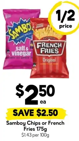 Drakes Samboy Chips or French Fries offer