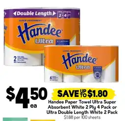 Drakes Handee Paper Towel Ultra Super Absorbent White 2 Ply offer