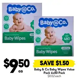 Drakes Baby & Co Baby Wipes Value Pack 6x80 Pack offer