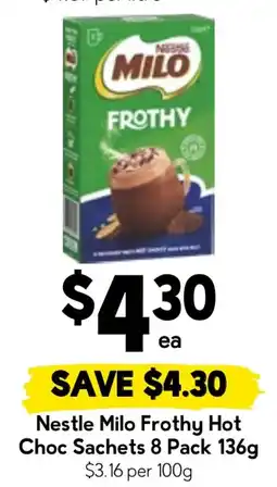 Drakes Nestle Milo Frothy Hot Choc Sachets offer