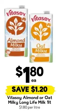 Drakes Vitasoy Almond or Oat Milky Long Life Milk offer