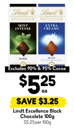 Drakes Lindt Excellence Block Chocolate offer