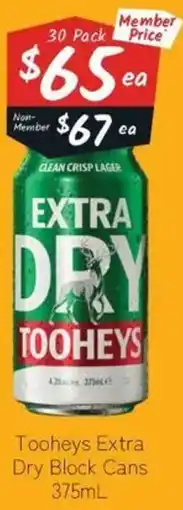 Cellarbrations Tooheys Extra Dry Block Cans offer