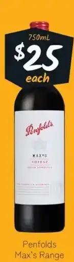 Cellarbrations Penfolds Max's Shiraz offer