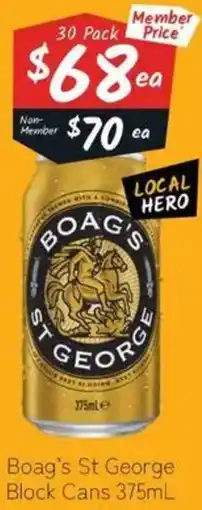 Cellarbrations Boag's St George Block Cans offer