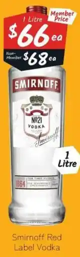 Cellarbrations Smirnoff Red Label Vodka offer