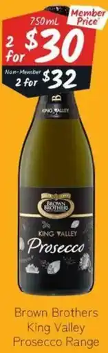 Cellarbrations Brown Brothers King Valley Prosecco offer