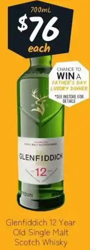 Cellarbrations Glenfiddich 12 Year Old Single Malt Scotch Whisky offer
