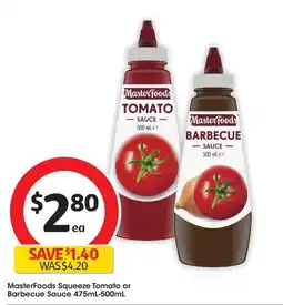 Coles MasterFoods Squeeze Tomato or Barbecue Sauce offer