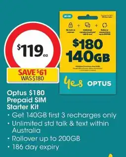Coles Optus $180 Prepaid SIM Starter Kit offer