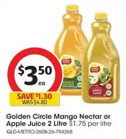 Coles Golden Circle Mango Nectar or Apple Juice offer