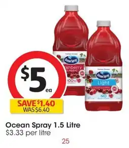 Coles Ocean Spray 1.5 Litre offer