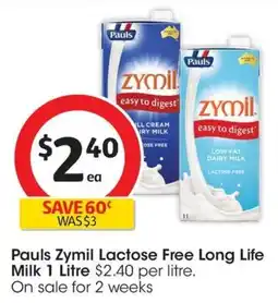 Coles Pauls Zymil Lactose Free Long Life Milk offer