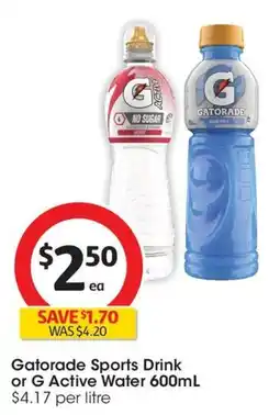 Coles Gatorade Sports Drink or G Active Water offer