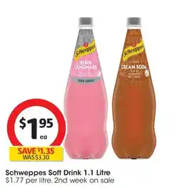 Coles Schweppes Soft Drink 1.1 Litre offer