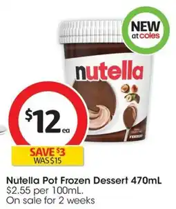 Coles Nutella Pot Frozen Dessert offer