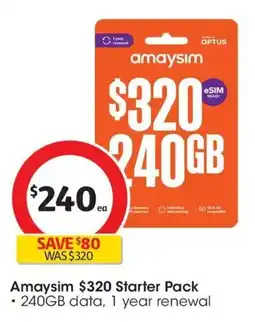 Coles Amaysim $320 Starter Pack offer
