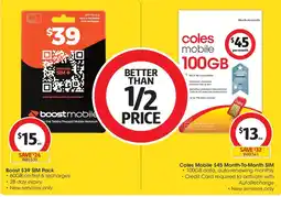 Coles Boost Mobile SIM Pack offer