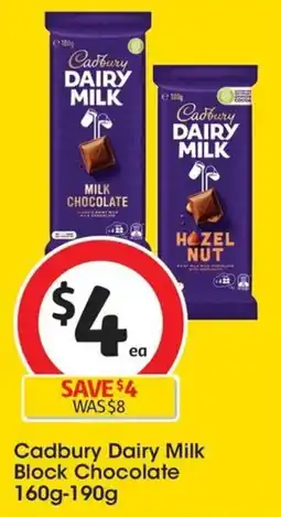 Coles Cadbury Dairy Milk Block Chocolate offer