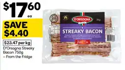 Woolworths D'Orsogna Streaky Bacon offer