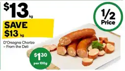Woolworths D'Orsogna Chorizo offer