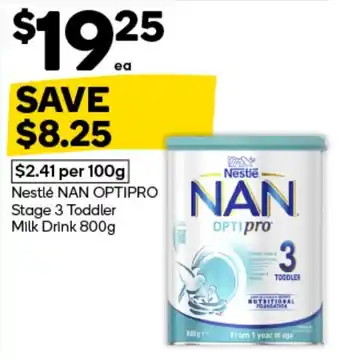 Woolworths Nestlé NAN OPTIPRO Stage 3 Toddler Milk Drink offer