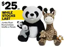 Woolworths Jumbo Plush Mums & Bubs Giraffe or Panda offer