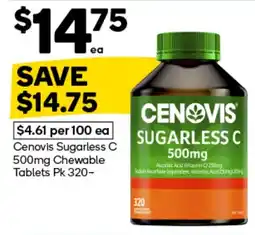 Woolworths Cenovis Sugarless C 500mg Chewable Tablets offer