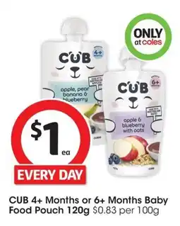 Coles CUB Baby Food Pouch offer
