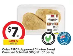 Coles Coles RSPCA Approved Chicken Breast Crumbed Schnitzel offer