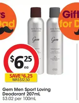 Coles Gem Men Sport Loving Deodorant offer