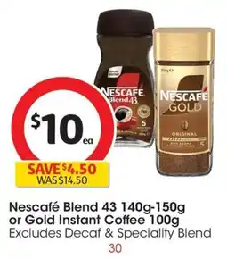 Coles Nescafe Blend 43 or Gold Instant Coffee offer
