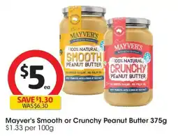 Coles Mayver's Smooth or Crunchy Peanut Butter offer