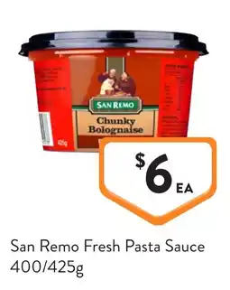 Foodworks San Remo Fresh Pasta Sauce offer