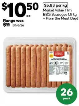 Woolworths Market Value Thin BBQ Sausages offer